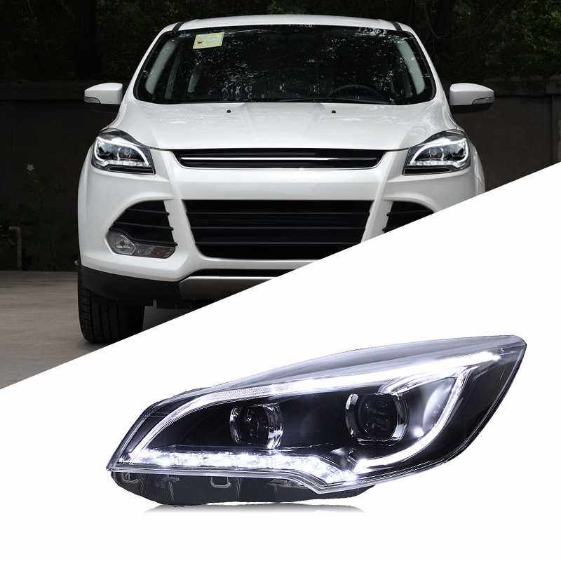 适用于13-16款福特翼虎大灯总成改装LED日行灯转向灯双透镜氙