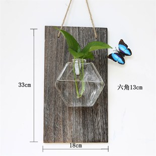 透明壁掛水培玻璃花瓶墻壁裝 飾綠蘿G植物插花瓶小魚缸創(chuàng)意家居