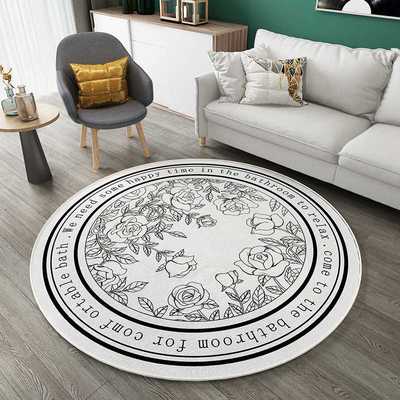 圆形地毯ins风简约客厅卧室浴室门口防滑加厚仿羊绒地毯进门地垫