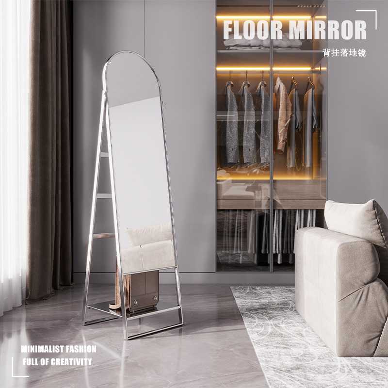 全身穿衣落地镜子可旋转移动女生卧室服装店换衣挂衣架一体试衣镜