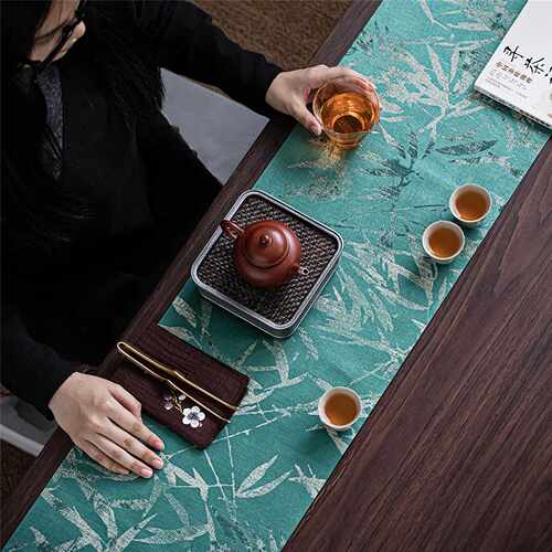 中式锦缎茶席桌布复古日式禅意茶桌垫子隔热茶几茶具配件桌旗