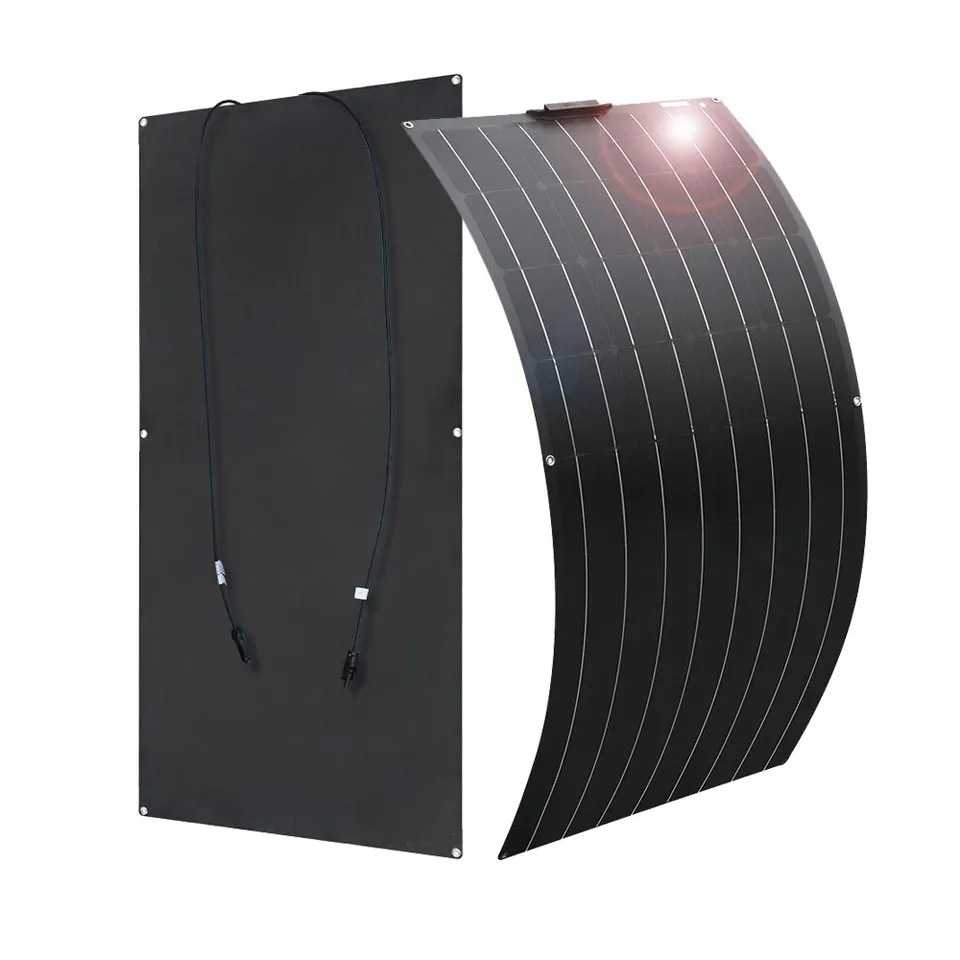 黑色太阳能半柔性板110w220w300w360w车顶船顶太阳能电池发电板