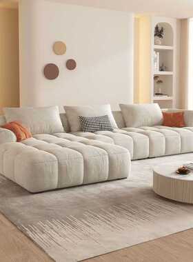 奶油风科技绒沙发客厅小户型客厅组合轻奢直排拼色网红风l型沙发