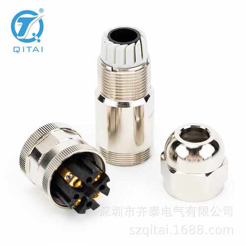 M12-M04T/F04T金属的直头对接公母插头4/5/8芯 防腐防锈