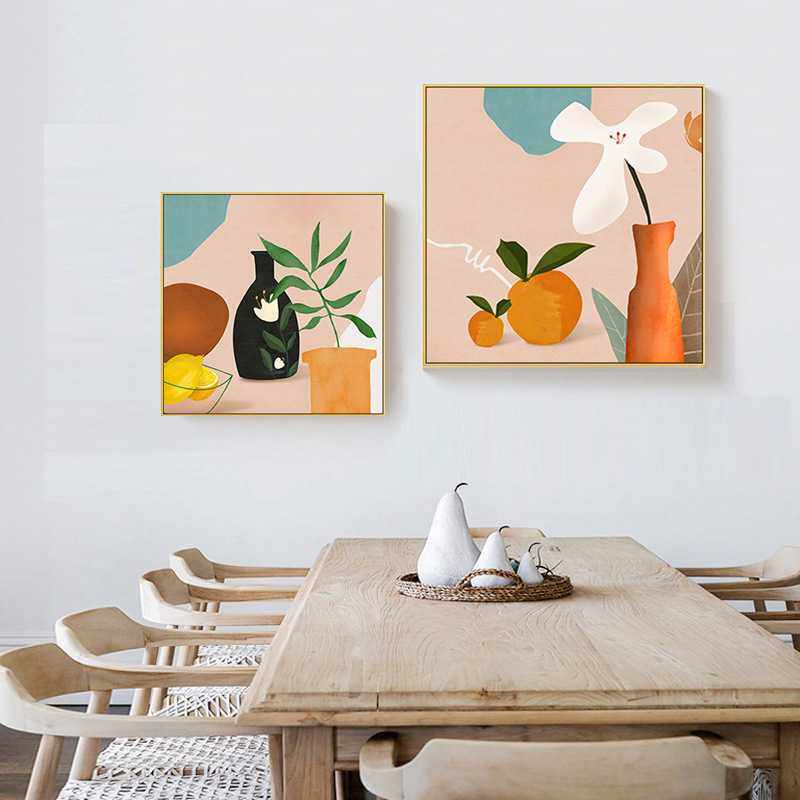 现代简约饭厅餐桌装饰画北欧客厅挂画小清新餐厅壁画卧室床头墙画