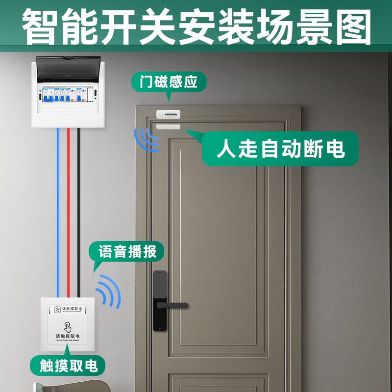 民宿自动断电控制器出租房触摸z开关节能省电公寓智能无卡取电开