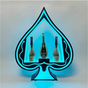 创意LED红酒洋酒托展示架酒吧出酒发光酒座KTV派对黑桃A香槟酒架