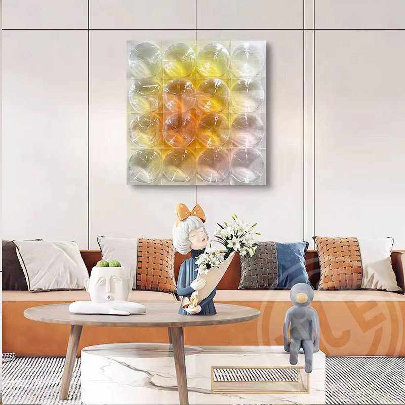 立体亚克力透镜装饰画现代轻奢客厅沙发装置画抽象酒店样板房挂画