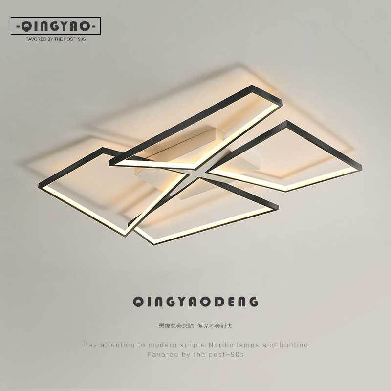 客厅灯现代简约大气极简艺术吸顶灯设计师创意方框主卧室房间灯具