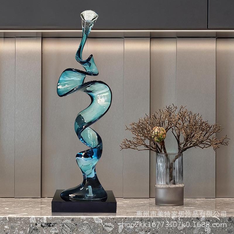 现代酒店抽象雕塑透明树脂摆件别墅客厅玄关酒柜电视柜旁装饰艺术