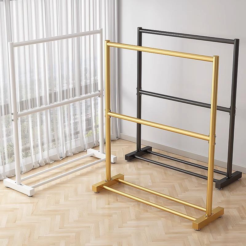 阳台晾衣架落地折叠卧室内挂衣架衣帽架家用双层服装展示架子简易