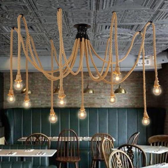 LOFT复古创意天女散花麻绳吊灯办公室酒吧服装店网咖酒店装饰吊灯