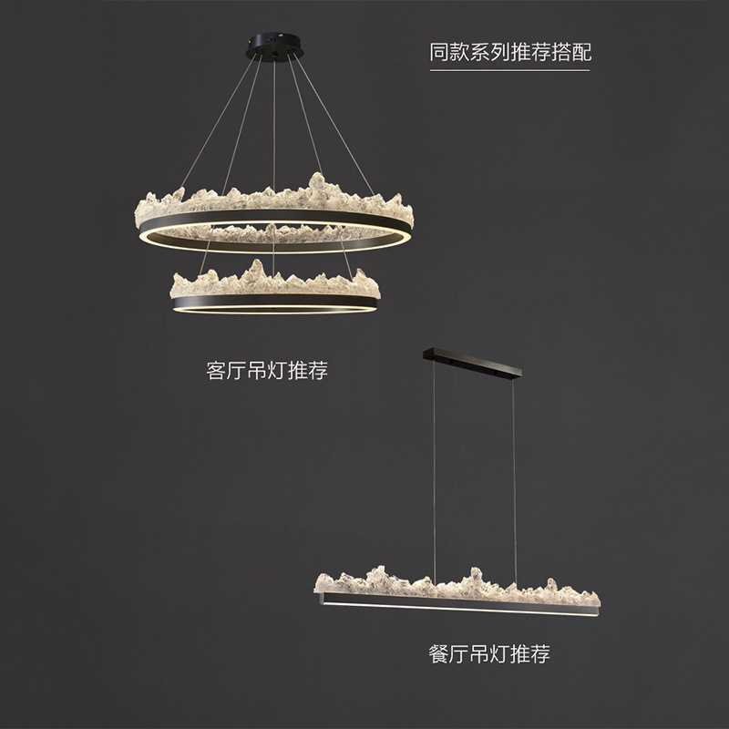意式极简冰山餐厅灯现代轻奢设计师茶桌饭厅一字长条餐桌岛台吊灯
