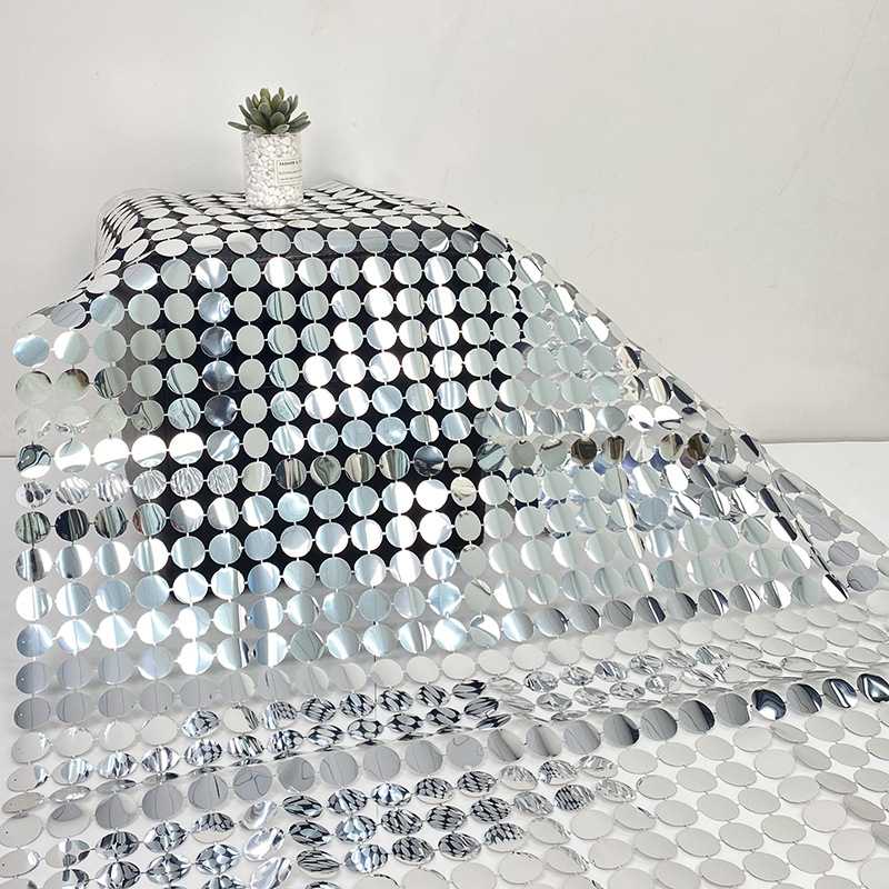 圆形风动亮片串镜面幕墙婚庆舞台装饰生日派对背景墙气氛布置用品