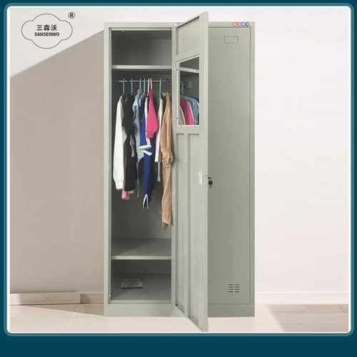 学校宿舍铁皮挂衣柜  员工大衣镜二门六门钢制更衣柜收纳