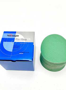 韩国太阳Sunmight L312T 薄膜绿砂 5寸背绒圆盘砂纸 植绒打磨片