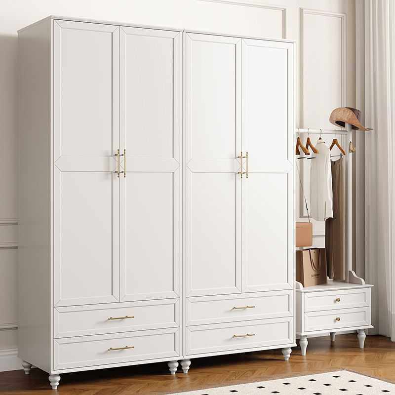 法式奶油风白色三门衣柜实木简约小户型家用美式卧室收纳衣橱家具