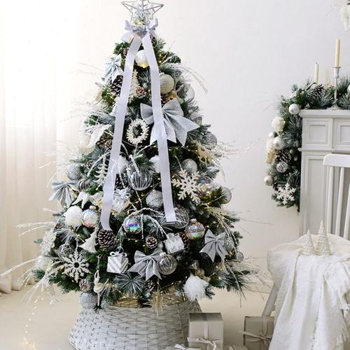 圣诞节装饰1.5米1.8米落雪高档银白圣诞树套餐小型家用摆件