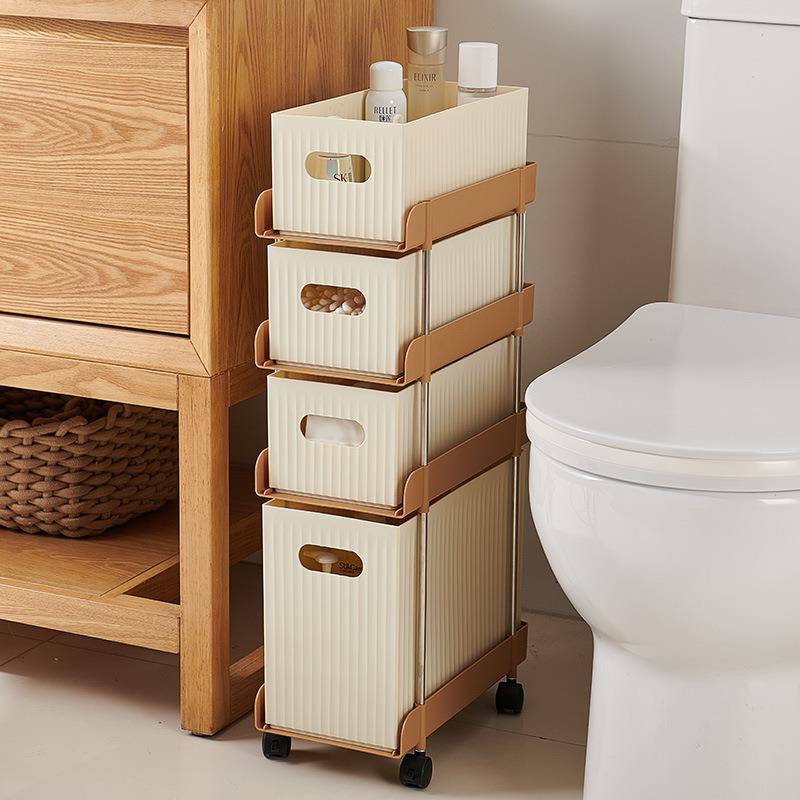 抽屉式家用桌下零食玩具储物柜收纳柜移动夹缝小推车免安装置物架