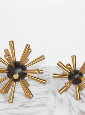 家居软装饰品样品房桌面橱柜玄关柜摆饰 金色海胆球刺球创意摆件