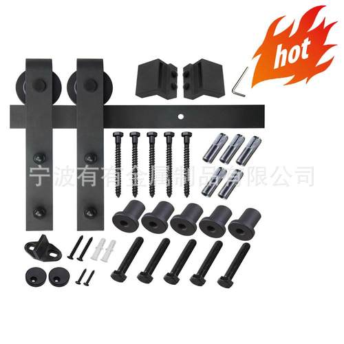 谷仓门吊轨滑轨道推拉门移门滑轮五金配件导轨地导限位器