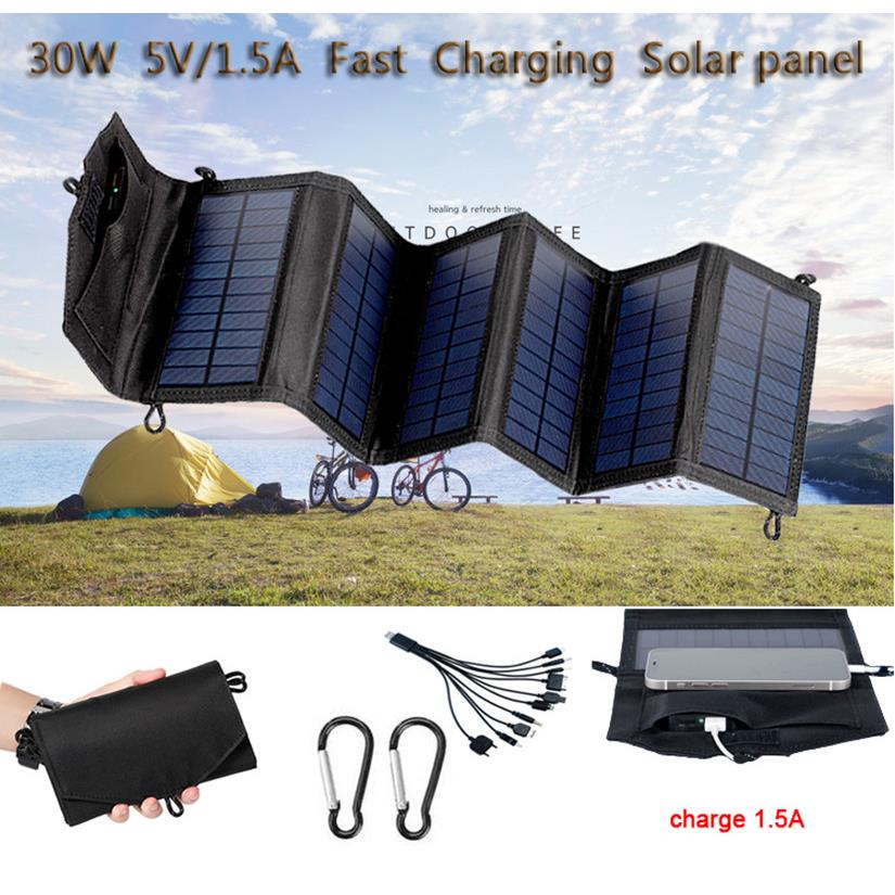 太阳能板折叠包充电 便携式露营太阳能电池板折叠户外 30W 5V USB