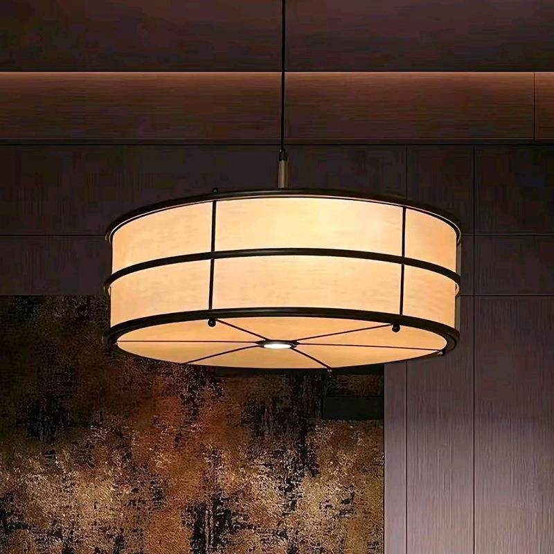 新中式餐厅吊灯宋代美学茶室吧台吊灯禅意侘寂风设计师款布艺灯具