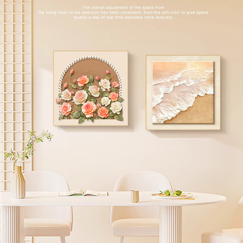 奶油风餐厅装饰画抽象肌理感饭厅餐桌背景墙挂画2025新款客厅壁画
