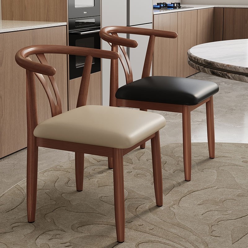太师椅胡桃木色家用中式餐u椅茶椅餐厅靠背仿实木牛角椅商业餐桌