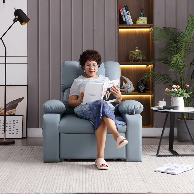 多功能电动单人沙发床两用老人家用阳台会L所贵妃躺椅小户型皮艺