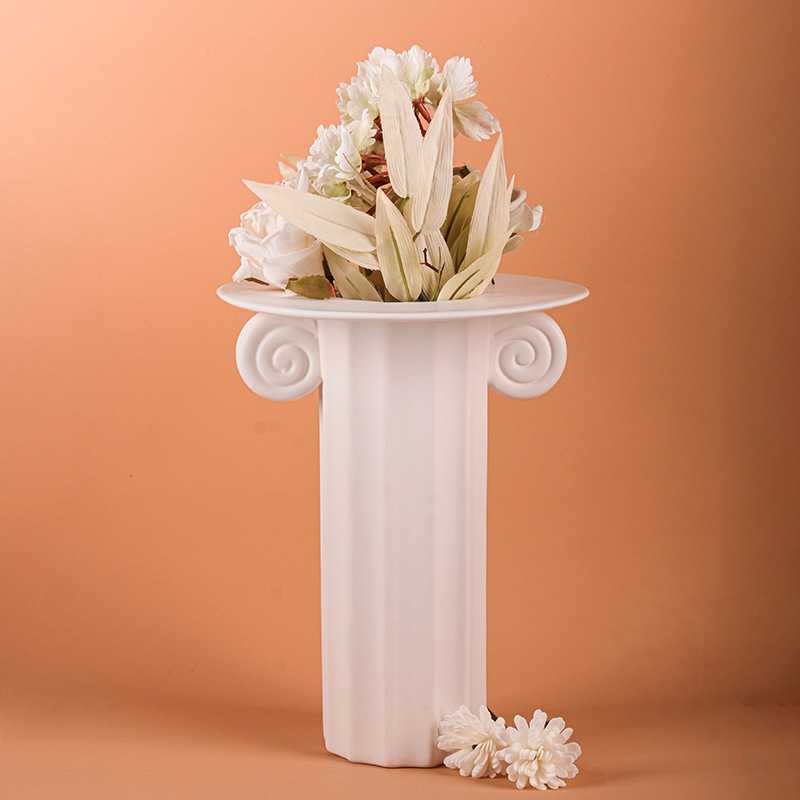 欧式古典罗马柱花瓶摆件客厅插花高级感餐桌复古花器家居软装饰品