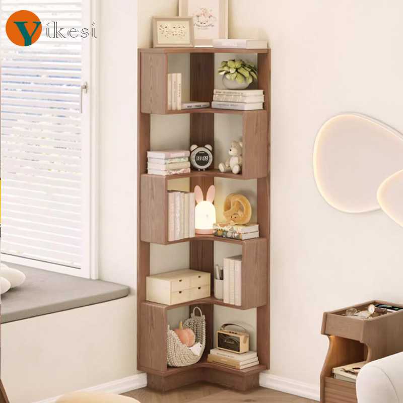 实木转角书柜90度墙角小户型床头夹缝直角置物架拐角落地书架收纳