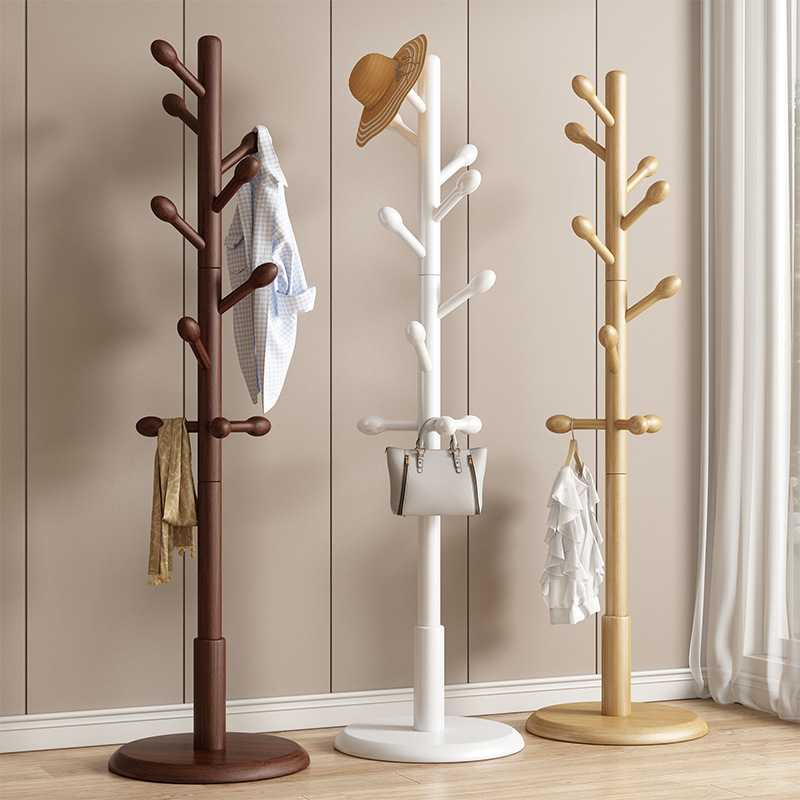 晾衣架落地挂衣架实木衣帽架家用卧室阳台立杆室内挂包挂衣服架子