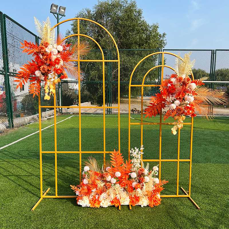 新款婚庆道具婚礼背景铁艺方框几何屏风花田喜事花架森系花拱门