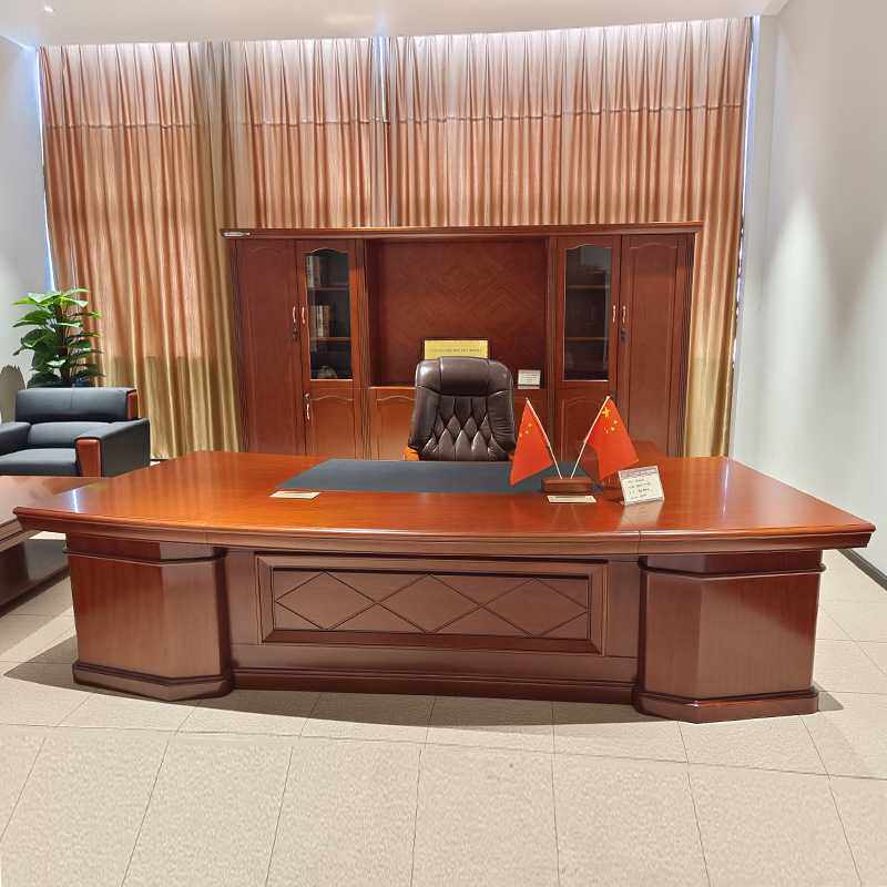中式办公桌大气老板桌贴实木皮办公家具经理桌主管桌油漆大班台桌