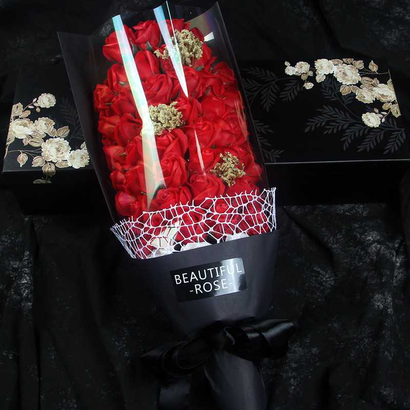 51朵香皂花玫瑰花礼盒圣诞节创意礼品实用生日礼物仿真花肥皂花