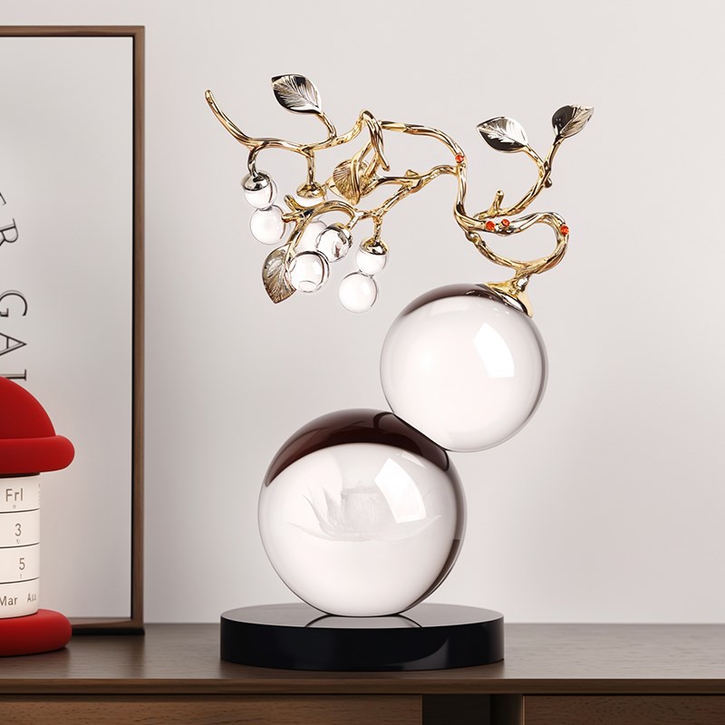 水晶葫芦摆件轻奢莲花客厅玄关电视柜装饰乔迁新居礼物送朋友