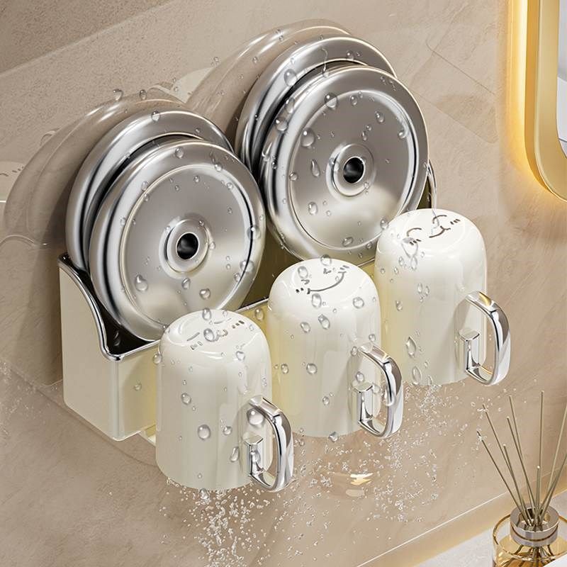 牙刷置物架漱口杯免打孔壁挂式放牙膏刷牙杯子家庭高颜值一家三口