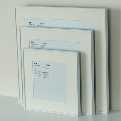白色正方形画框挂墙o金属框架铝合金方形相框装裱带卡纸定制尺寸