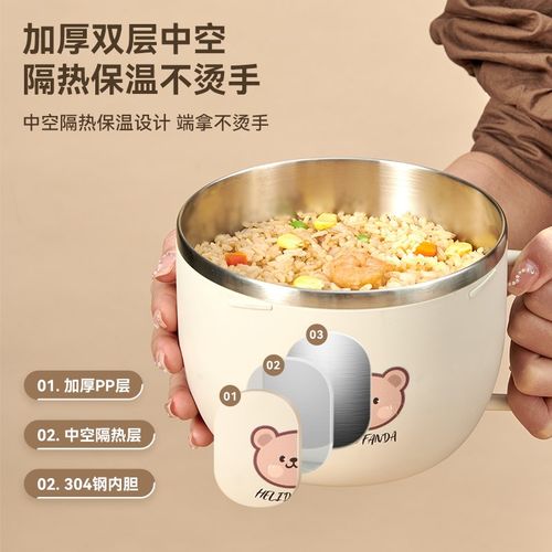 饭盒上班族饭碗食堂打q饭专用学生饭盒不锈钢饭盆带盖快餐杯大容