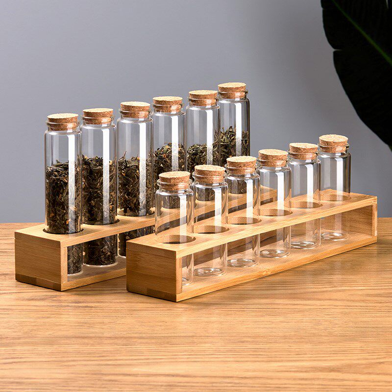 茶叶罐花茶罐茶叶样品展示u架试管分装密封瓶玻璃瓶子茶叶储存罐