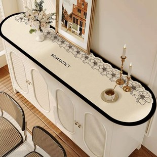 椭圆形电视柜桌垫圆角弧形皮革防水防油长L条餐边柜鞋柜垫台面保