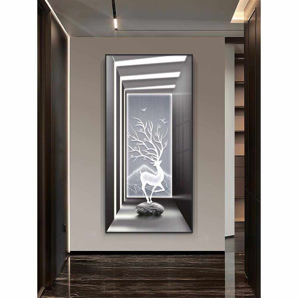 空间延伸玄关装饰画现代简约入户走廊过道挂画高级感抽象竖版壁画