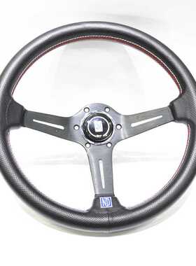 ND改装赛车浅凹圆型真皮方向盘 13/14英寸漂移真皮转向方向盘