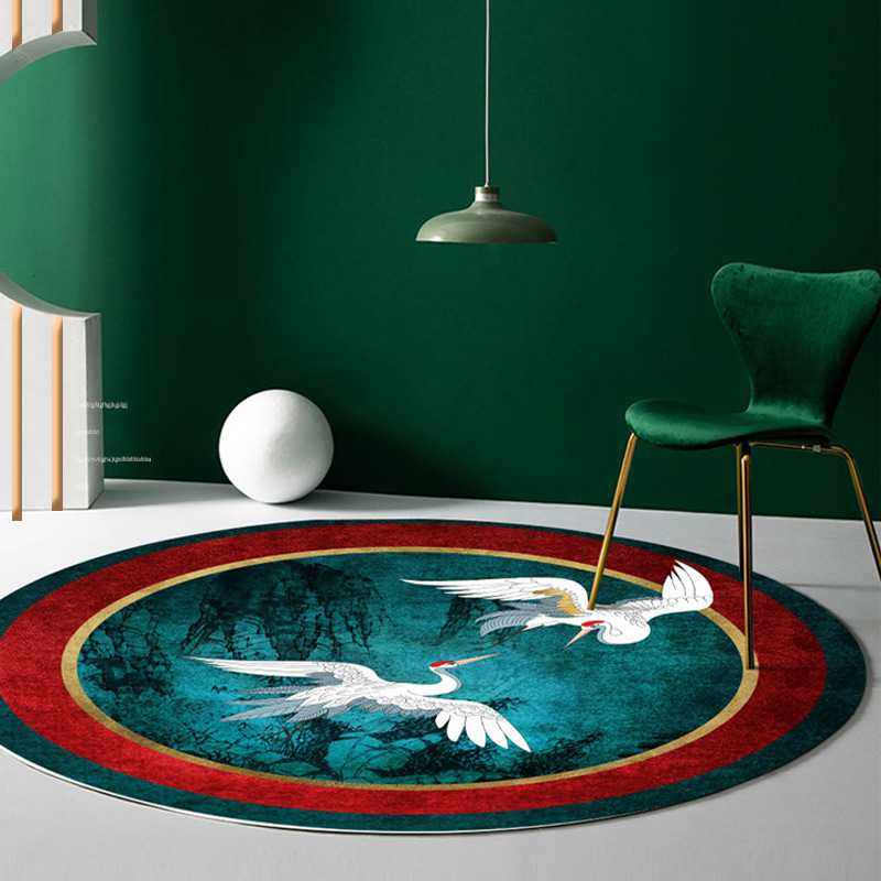 现代中式圆形客厅沙发茶几地毯可水洗亚马逊家居新品卧室床边地毯