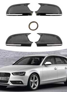 适用于奥迪A4S4A5S5A6S6A8S8Q3SQ3A38P牛角镜盖粘贴款装饰碳纤