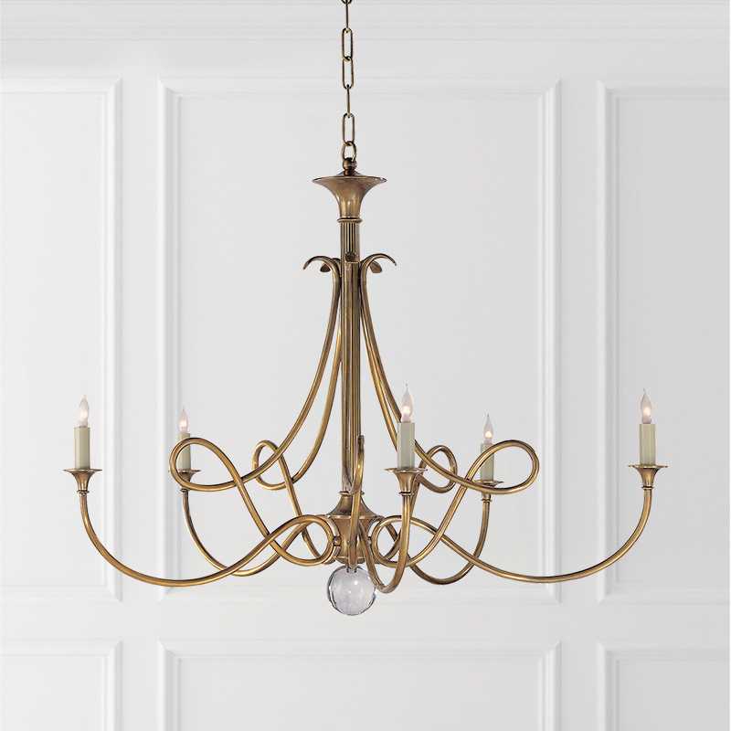 美式VC个性曲线全铜客厅吊灯 现代室内简约餐厅走廊楼道庭院吊灯