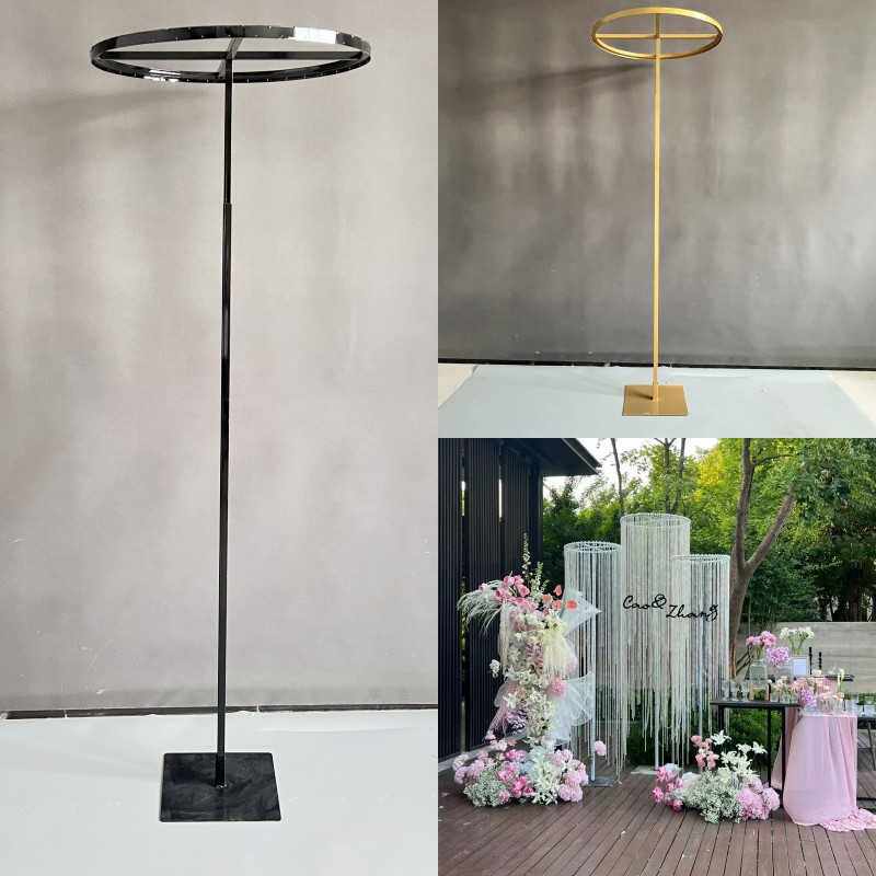 新款婚庆道具线帘圆环吊环架子圆形铁艺拱门路引珠帘装饰立杆伸缩