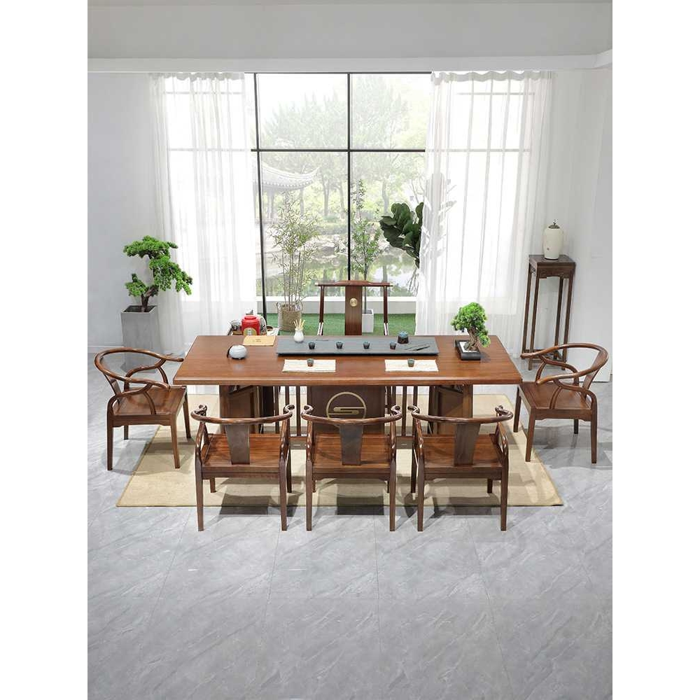 花梨木中式禅意全实木大板茶台家用客厅茶几办公室茶桌椅组合套装