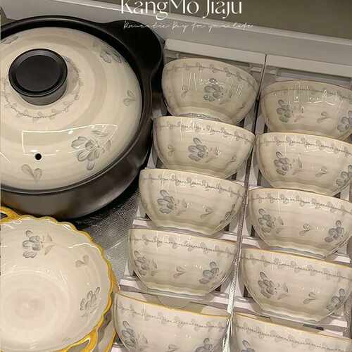 日式风碗碟套装家用小清新高颜值碗筷陶瓷碗盘子碗具乔迁新居餐具
